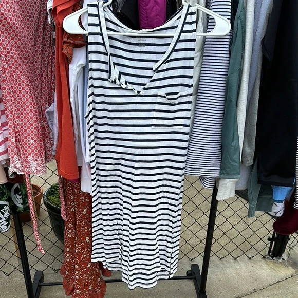 aerie | Dresses | Aerie Black And White Striped Midi Dress | Poshmark